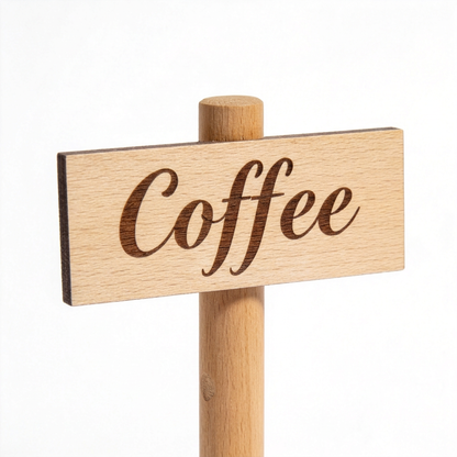 Close-up of the Coffee script plaque