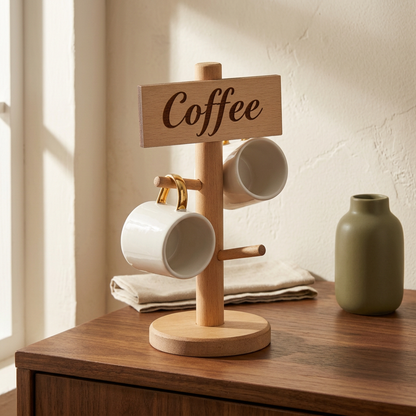 Mug tree in a modern farmhouse breakfast nook