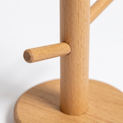 Detail of wood-look peg, central post and base